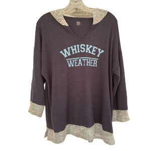Women's Hoodie Sz Med W Graphic Wording Whiskey Weather Contrasting Colors GAP